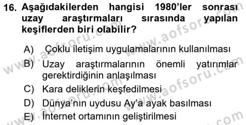 Kültür Tarihi Dersi 2020 - 2021 Yılı Yaz Okulu Sınav Soruları 16. Soru