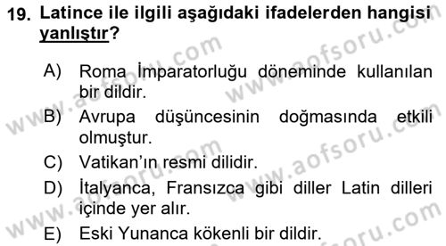 Kültür Tarihi Dersi 2020 - 2021 Yılı Yaz Okulu Sınav Soruları 19. Soru