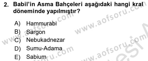 Kültür Tarihi Dersi 2020 - 2021 Yılı Yaz Okulu Sınav Soruları 2. Soru
