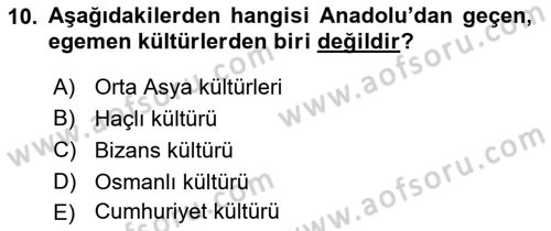 Kültür Tarihi Dersi 2021 - 2022 Yılı (Vize) Ara Sınav Soruları 10. Soru