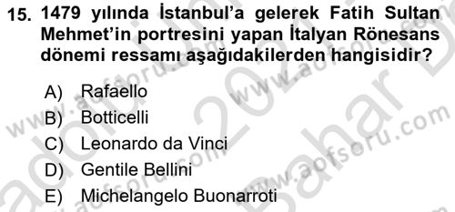 Kültür Tarihi Dersi 2021 - 2022 Yılı (Vize) Ara Sınav Soruları 15. Soru