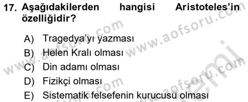 Kültür Tarihi Dersi 2021 - 2022 Yılı (Vize) Ara Sınav Soruları 17. Soru