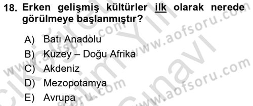 Kültür Tarihi Dersi 2021 - 2022 Yılı (Vize) Ara Sınav Soruları 18. Soru