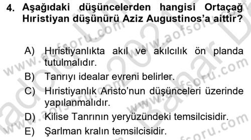 Kültür Tarihi Dersi 2021 - 2022 Yılı (Vize) Ara Sınav Soruları 4. Soru