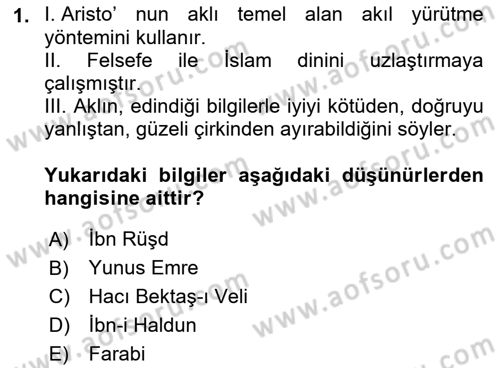 Kültür Tarihi Dersi 2021 - 2022 Yılı (Final) Dönem Sonu Sınav Soruları 1. Soru