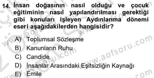 Kültür Tarihi Dersi 2021 - 2022 Yılı (Final) Dönem Sonu Sınav Soruları 14. Soru