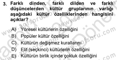 Kültür Tarihi Dersi 2021 - 2022 Yılı (Final) Dönem Sonu Sınav Soruları 3. Soru