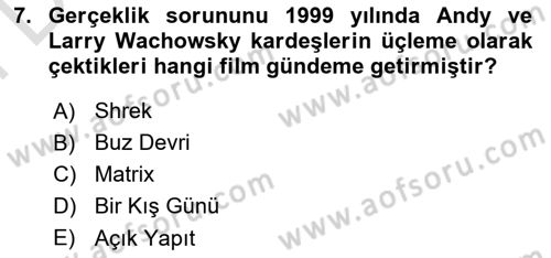 Kültür Tarihi Dersi 2021 - 2022 Yılı (Final) Dönem Sonu Sınav Soruları 7. Soru