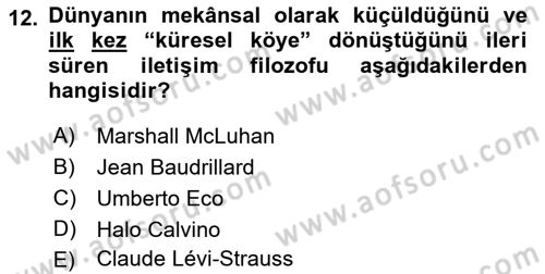 Kültür Tarihi Dersi 2021 - 2022 Yılı Yaz Okulu Sınav Soruları 12. Soru