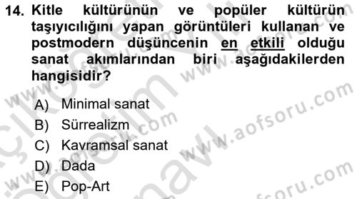 Kültür Tarihi Dersi 2021 - 2022 Yılı Yaz Okulu Sınav Soruları 14. Soru