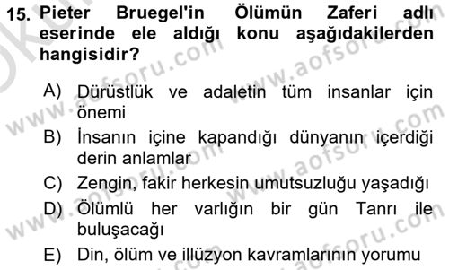 Kültür Tarihi Dersi 2021 - 2022 Yılı Yaz Okulu Sınav Soruları 15. Soru