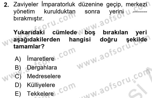 Kültür Tarihi Dersi 2021 - 2022 Yılı Yaz Okulu Sınav Soruları 2. Soru