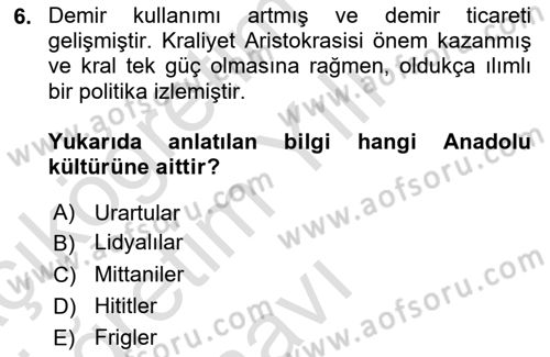 Kültür Tarihi Dersi 2021 - 2022 Yılı Yaz Okulu Sınav Soruları 6. Soru