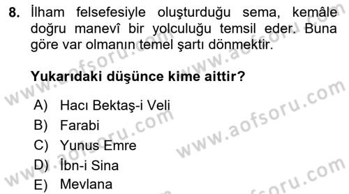 Kültür Tarihi Dersi 2021 - 2022 Yılı Yaz Okulu Sınav Soruları 8. Soru