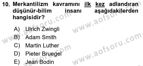 Kültür Tarihi Dersi 2022 - 2023 Yılı Yaz Okulu Sınav Soruları 10. Soru