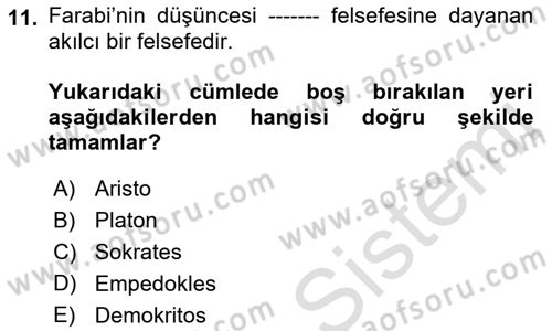 Kültür Tarihi Dersi 2022 - 2023 Yılı Yaz Okulu Sınav Soruları 11. Soru