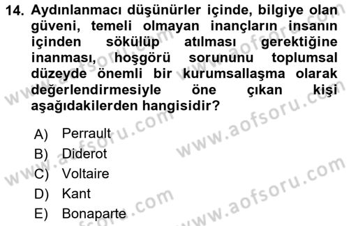 Kültür Tarihi Dersi 2022 - 2023 Yılı Yaz Okulu Sınav Soruları 14. Soru