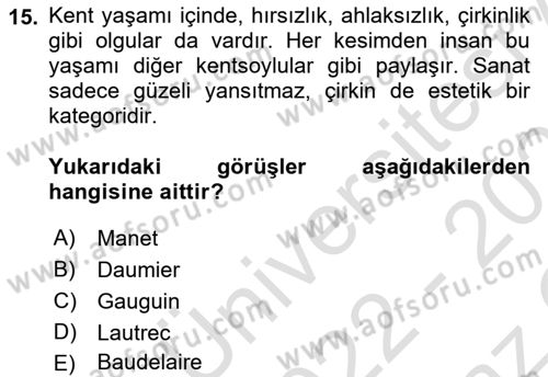 Kültür Tarihi Dersi 2022 - 2023 Yılı Yaz Okulu Sınav Soruları 15. Soru