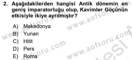Kültür Tarihi Dersi 2022 - 2023 Yılı Yaz Okulu Sınav Soruları 2. Soru