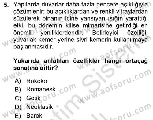 Kültür Tarihi Dersi 2022 - 2023 Yılı Yaz Okulu Sınav Soruları 5. Soru