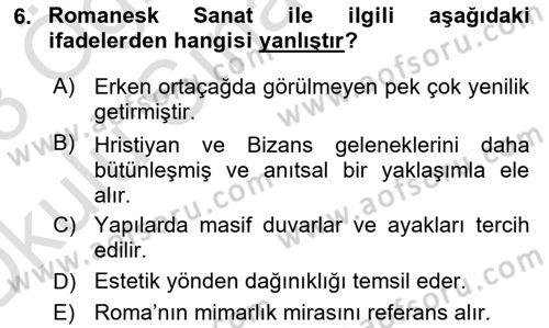 Kültür Tarihi Dersi 2022 - 2023 Yılı Yaz Okulu Sınav Soruları 6. Soru