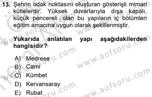 Kültür Tarihi Dersi 2023 - 2024 Yılı (Vize) Ara Sınavı 13. Soru