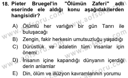 Kültür Tarihi Dersi 2023 - 2024 Yılı (Vize) Ara Sınavı 18. Soru