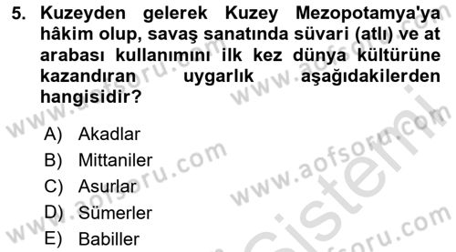 Kültür Tarihi Dersi 2023 - 2024 Yılı (Vize) Ara Sınavı 5. Soru