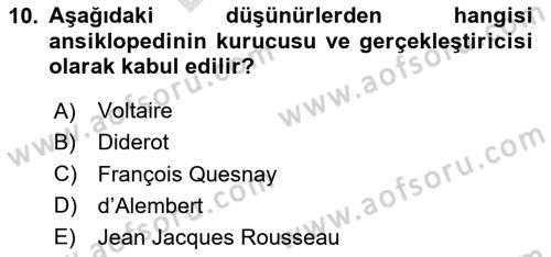 Kültür Tarihi Dersi 2023 - 2024 Yılı (Final) Dönem Sonu Sınav Soruları 10. Soru