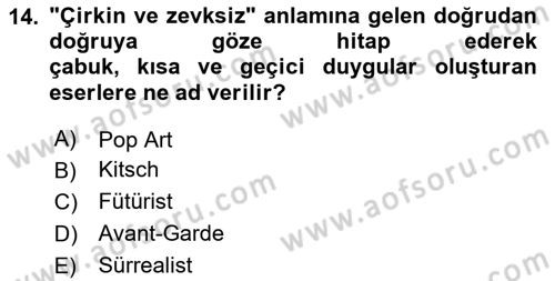 Kültür Tarihi Dersi 2023 - 2024 Yılı (Final) Dönem Sonu Sınav Soruları 14. Soru