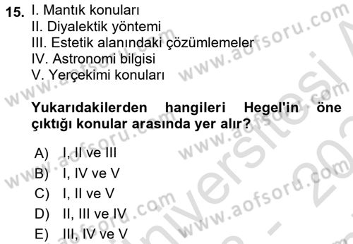 Kültür Tarihi Dersi 2023 - 2024 Yılı (Final) Dönem Sonu Sınav Soruları 15. Soru