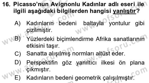 Kültür Tarihi Dersi 2023 - 2024 Yılı (Final) Dönem Sonu Sınav Soruları 16. Soru