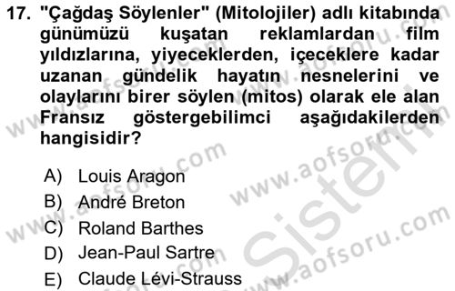 Kültür Tarihi Dersi 2023 - 2024 Yılı (Final) Dönem Sonu Sınav Soruları 17. Soru