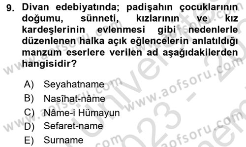 Kültür Tarihi Dersi 2023 - 2024 Yılı (Final) Dönem Sonu Sınav Soruları 9. Soru