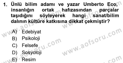 Kültür Tarihi Dersi 2023 - 2024 Yılı Yaz Okulu Sınav Soruları 1. Soru