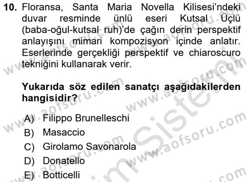Kültür Tarihi Dersi 2023 - 2024 Yılı Yaz Okulu Sınav Soruları 10. Soru