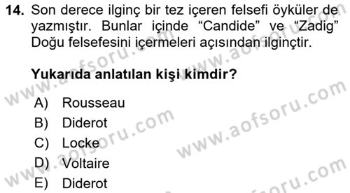 Kültür Tarihi Dersi 2023 - 2024 Yılı Yaz Okulu Sınav Soruları 14. Soru