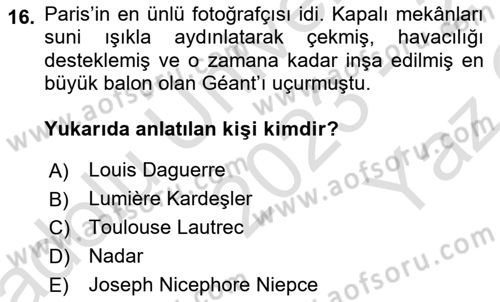 Kültür Tarihi Dersi 2023 - 2024 Yılı Yaz Okulu Sınav Soruları 16. Soru