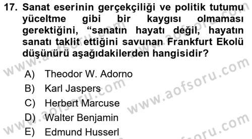 Kültür Tarihi Dersi 2023 - 2024 Yılı Yaz Okulu Sınav Soruları 17. Soru