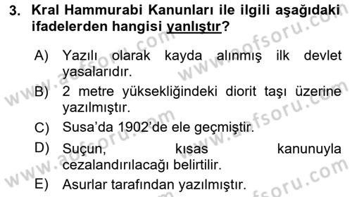 Kültür Tarihi Dersi 2023 - 2024 Yılı Yaz Okulu Sınav Soruları 3. Soru