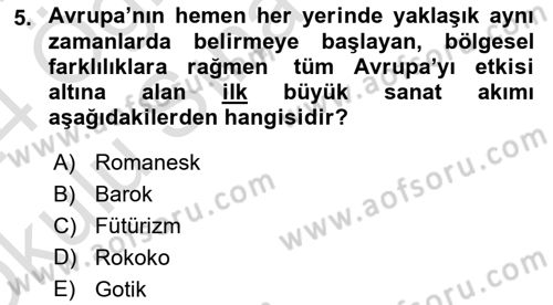 Kültür Tarihi Dersi 2023 - 2024 Yılı Yaz Okulu Sınav Soruları 5. Soru