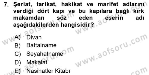 Kültür Tarihi Dersi 2023 - 2024 Yılı Yaz Okulu Sınav Soruları 7. Soru