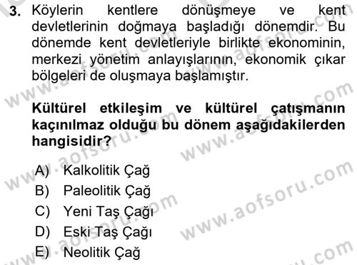 Kültür Tarihi Dersi 2024 - 2025 Yılı (Vize) Ara Sınav Soruları 3. Soru