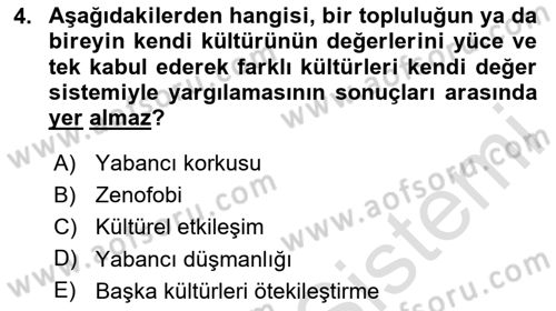 Kültür Tarihi Dersi 2024 - 2025 Yılı (Vize) Ara Sınav Soruları 4. Soru