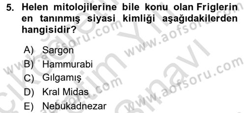Kültür Tarihi Dersi 2024 - 2025 Yılı (Vize) Ara Sınav Soruları 5. Soru