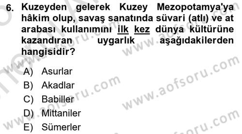 Kültür Tarihi Dersi 2024 - 2025 Yılı (Vize) Ara Sınav Soruları 6. Soru