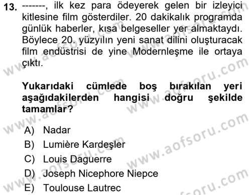 Kültür Tarihi Dersi 2024 - 2025 Yılı (Final) Dönem Sonu Sınav Soruları 13. Soru