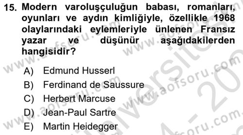 Kültür Tarihi Dersi 2024 - 2025 Yılı (Final) Dönem Sonu Sınav Soruları 15. Soru