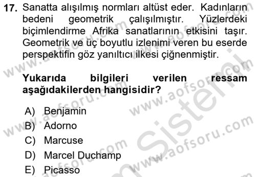 Kültür Tarihi Dersi 2024 - 2025 Yılı (Final) Dönem Sonu Sınav Soruları 17. Soru