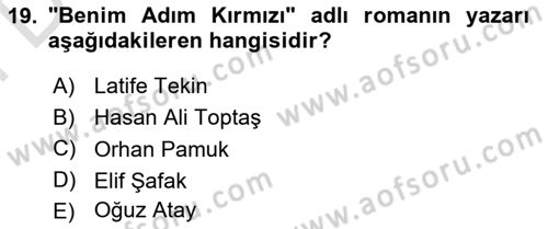 Kültür Tarihi Dersi 2024 - 2025 Yılı (Final) Dönem Sonu Sınav Soruları 19. Soru